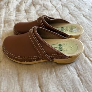 Brown Leather Mules by